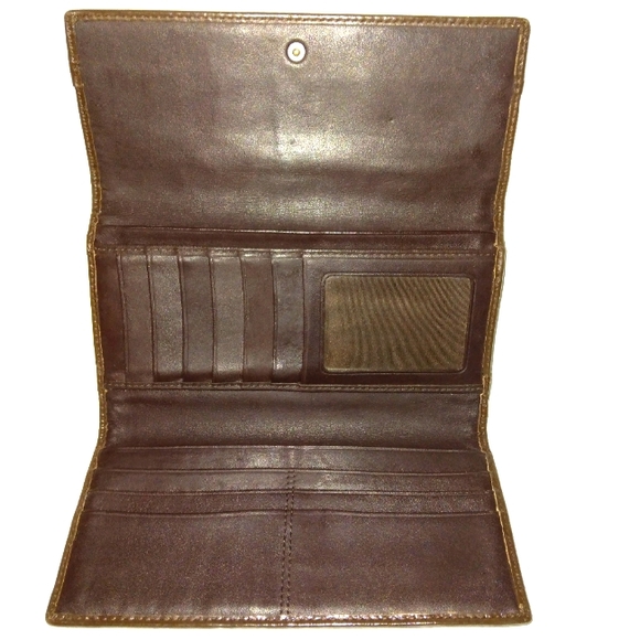 GUC Classic COACH Signature Mahogany/Khaki Large Checkbook Wallet~Rare - Picture 3 of 14